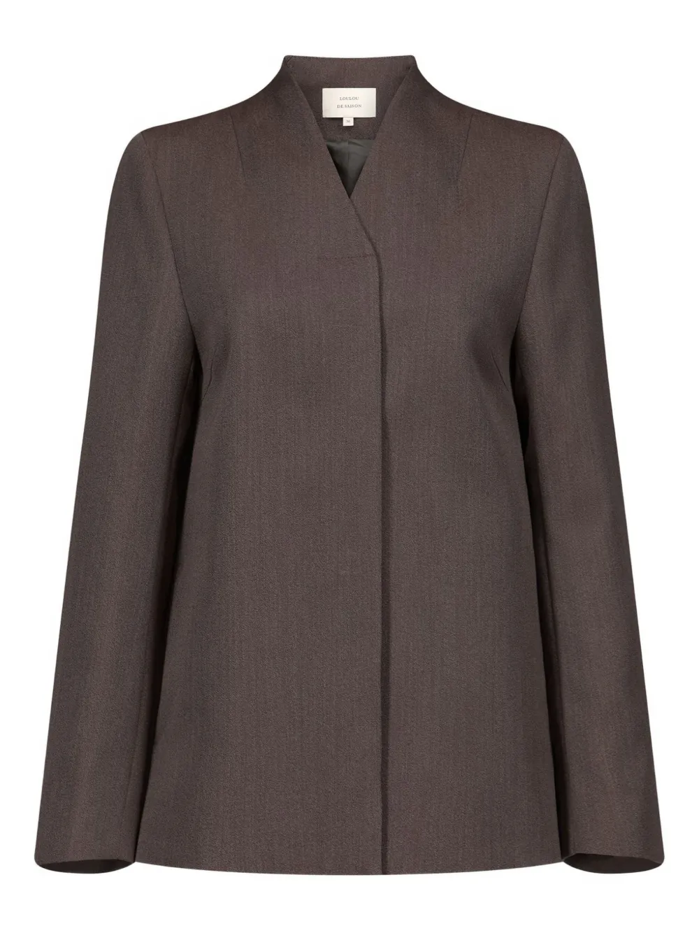 Loulou De Saison Rasca V-neck Twill Jacket In Brown