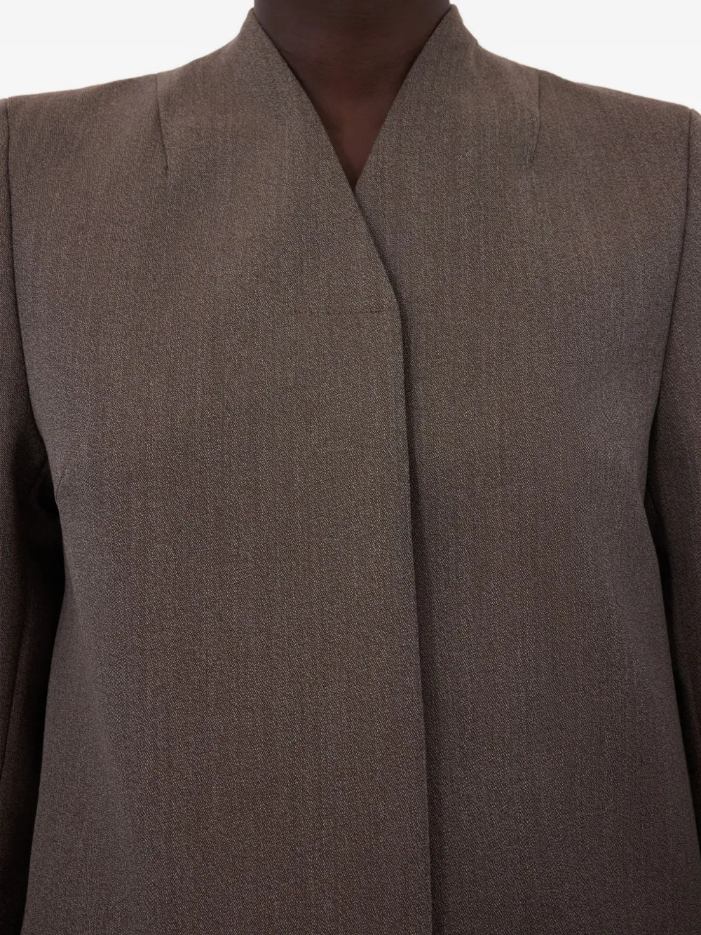 Loulou De Saison Rasca V-neck Twill Jacket In Brown