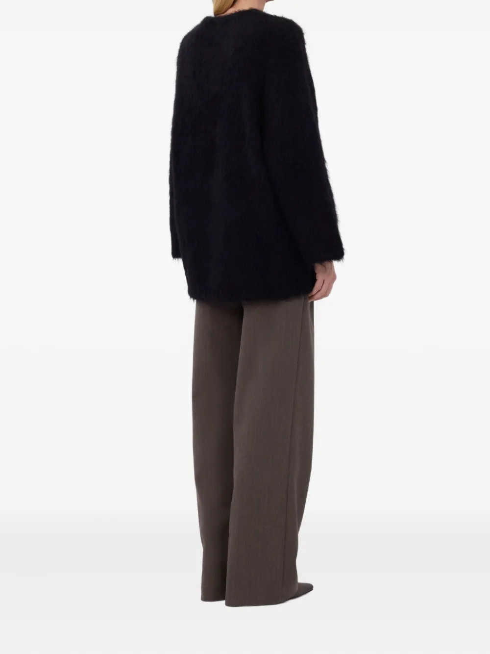 Loulou De Saison Alpaca-blend Three-quarter-sleeve Sweater In Black