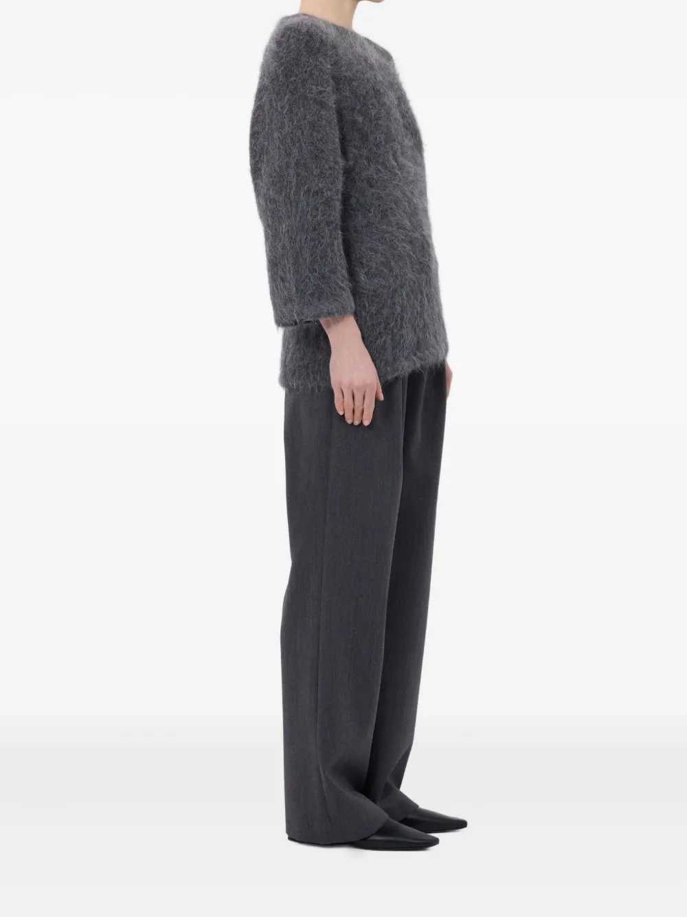 LouLou de Saison Trui van alpacablend met cropped mouwen Grijs