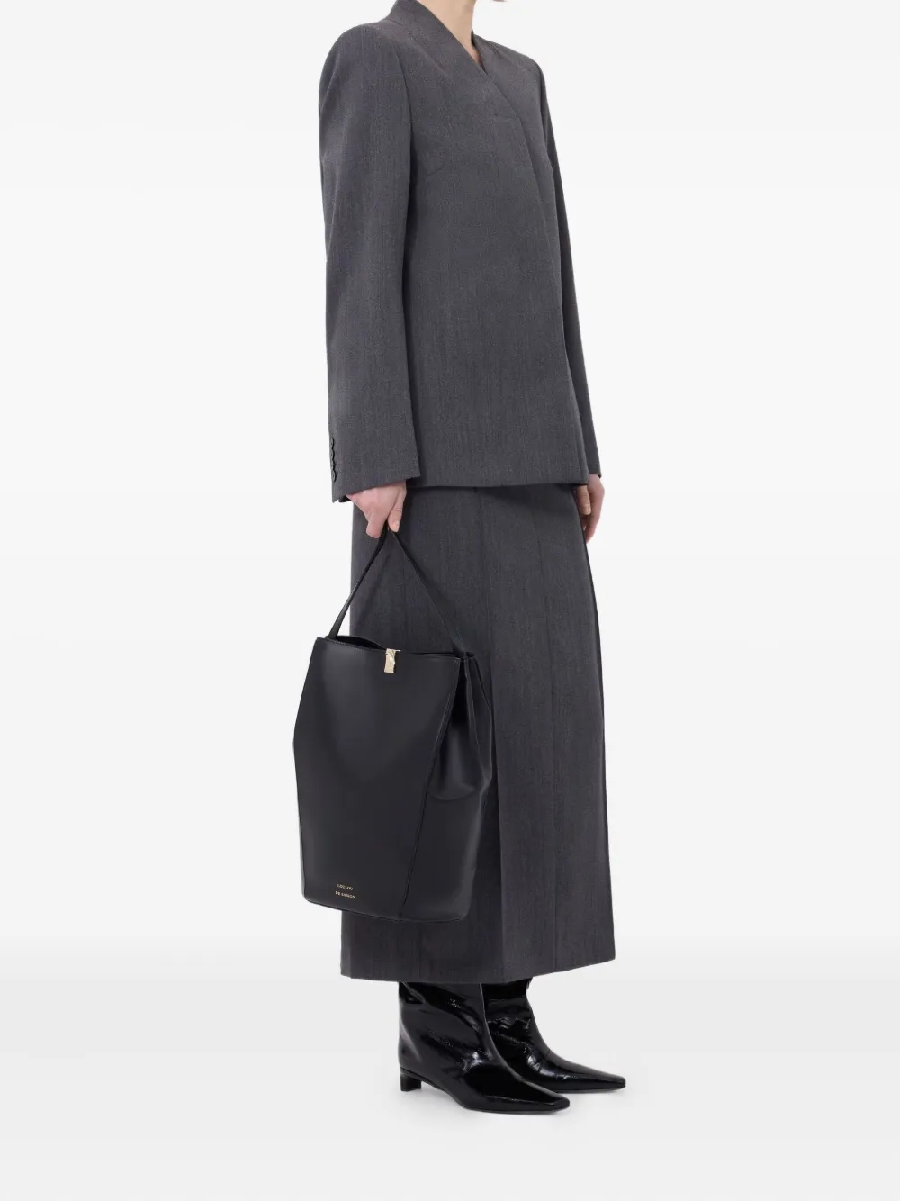 Loulou De Saison Rasca V-neck Twill Jacket In Gray
