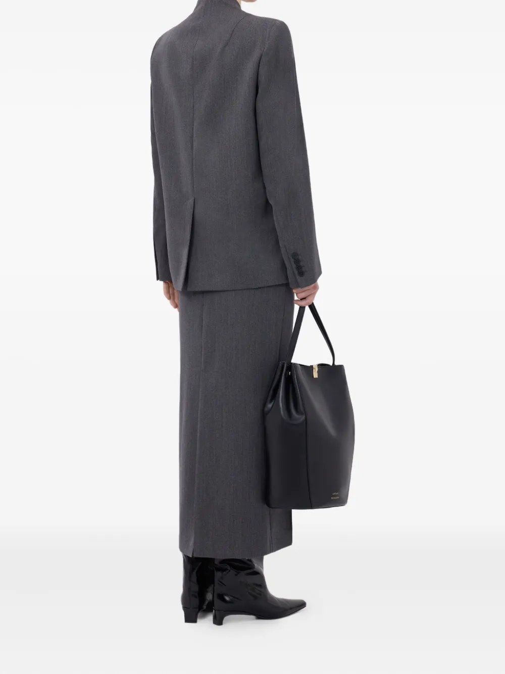 Loulou De Saison Rasca V-neck Twill Jacket In Gray