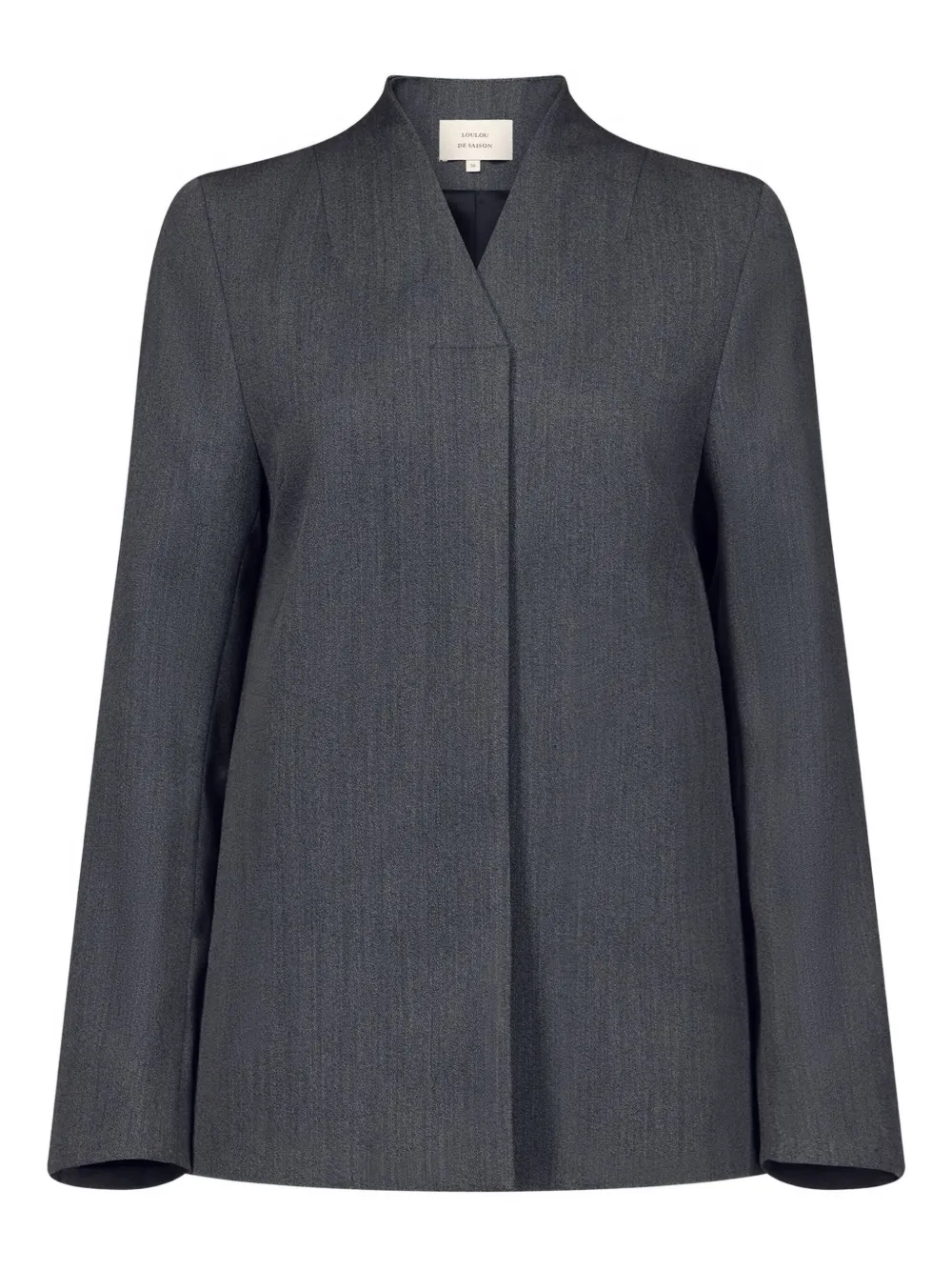 Loulou De Saison Rasca V-neck Twill Jacket In Gray
