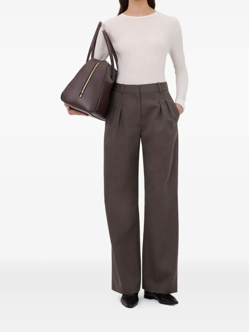 LouLou de Saison Tara geplooide twill broek - Bruin