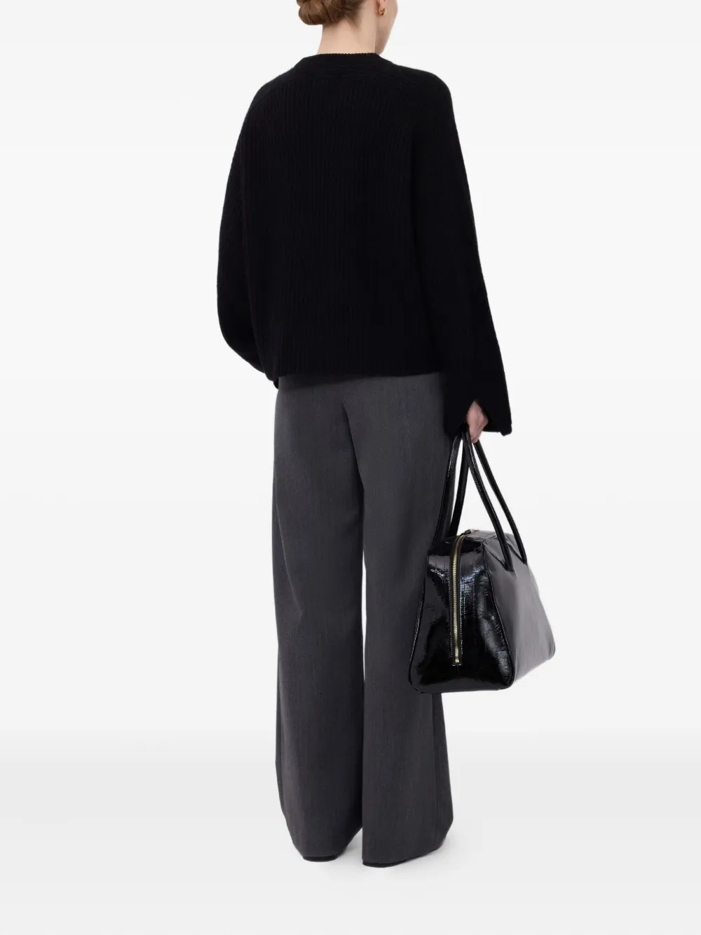 Loulou De Saison Axel Ribbed Sweater In Black