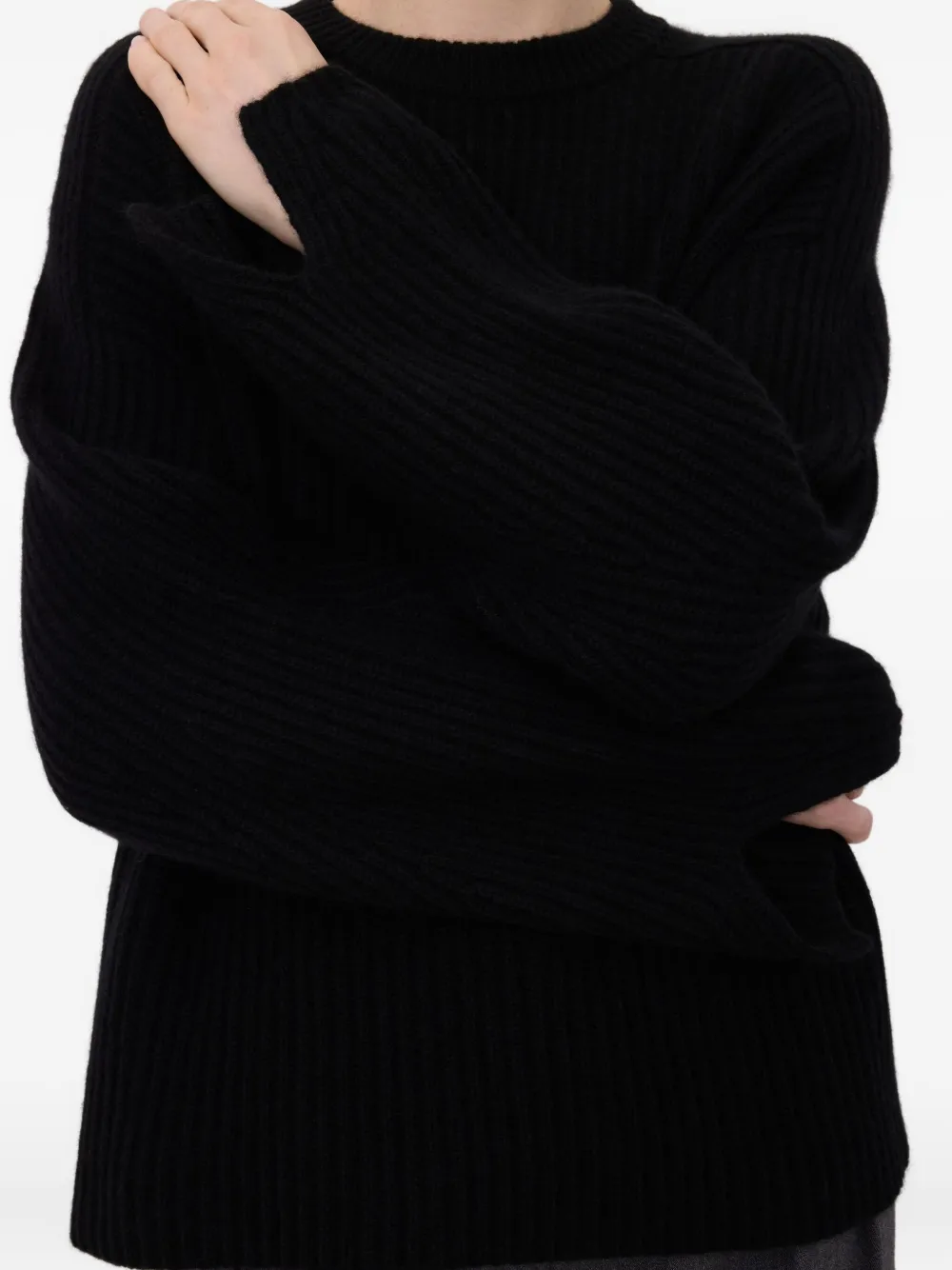 Loulou De Saison Axel Ribbed Sweater In Black