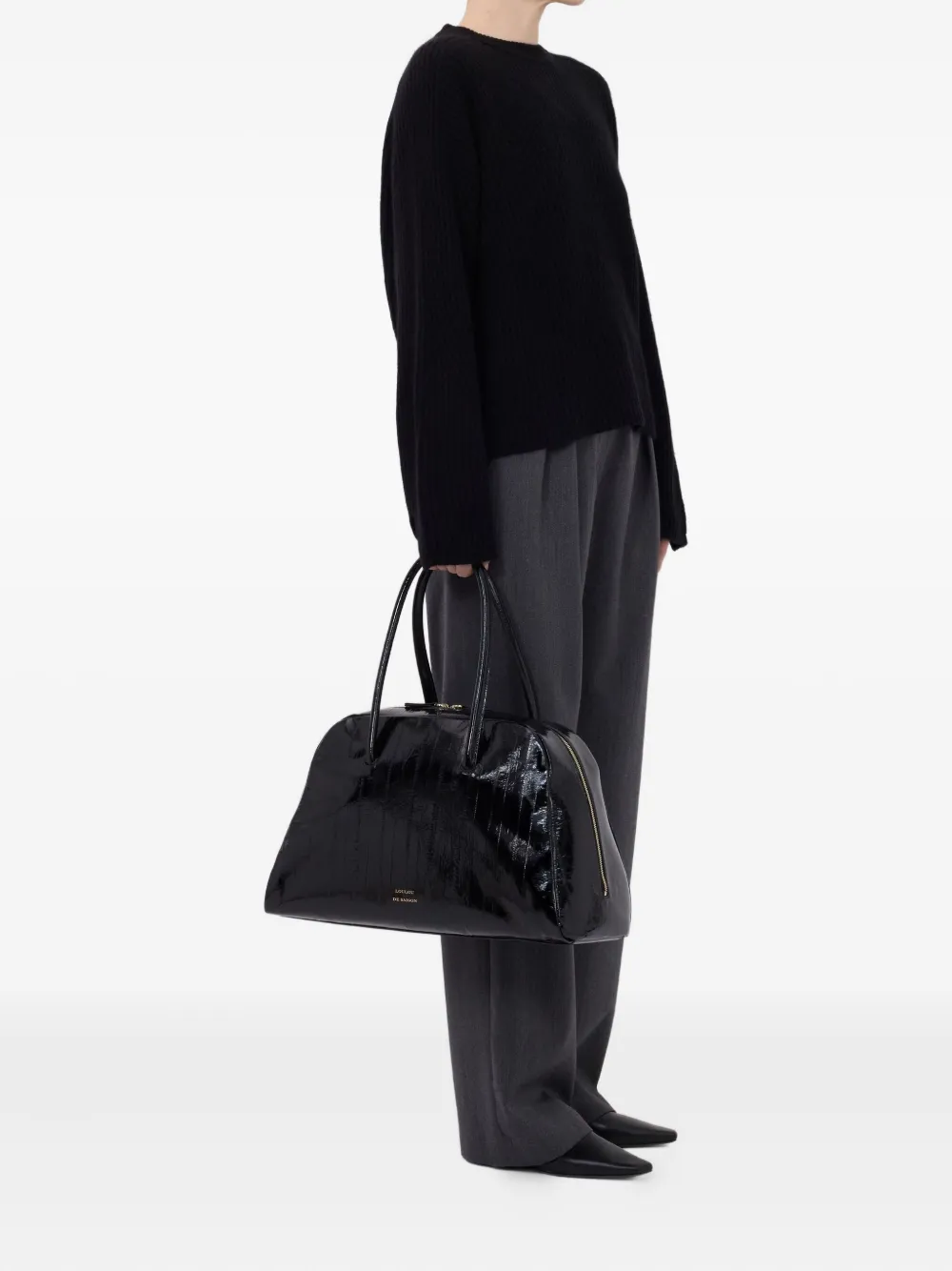 Loulou De Saison Axel Ribbed Sweater In Black
