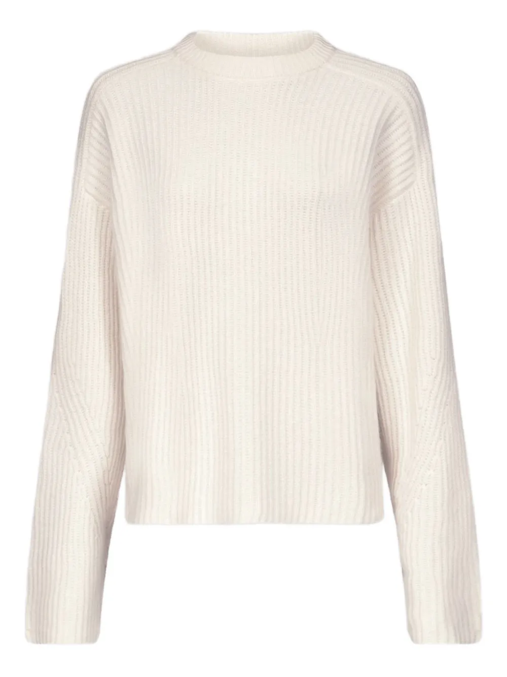 Loulou De Saison Axel Ribbed Crew-neck Sweater In White