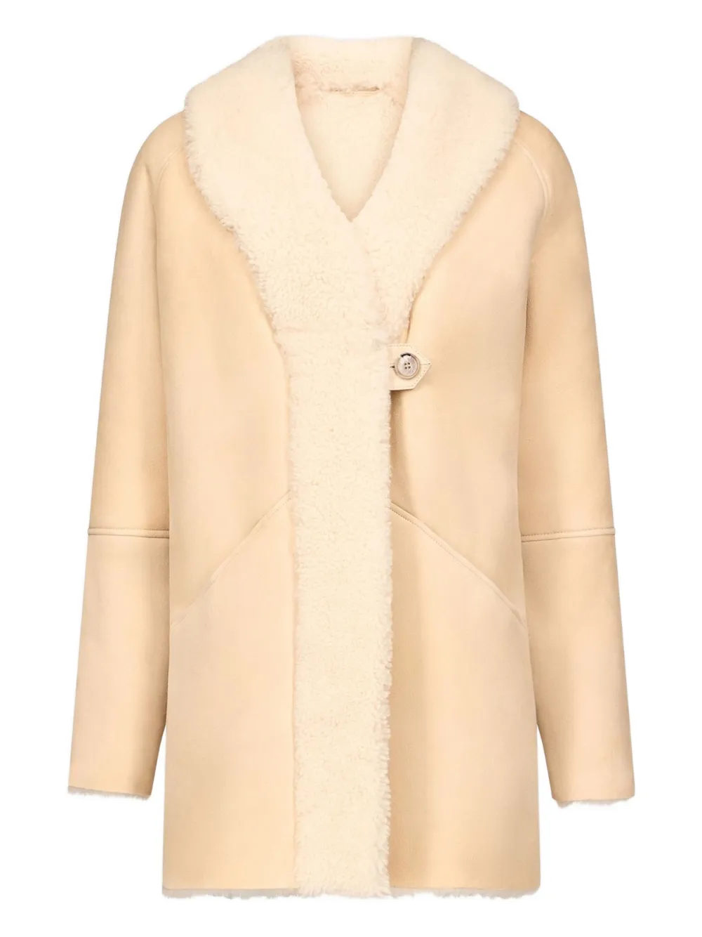 LouLou de Saison Isak elongated-lapel shearling coat | Neutrals | Image 1
