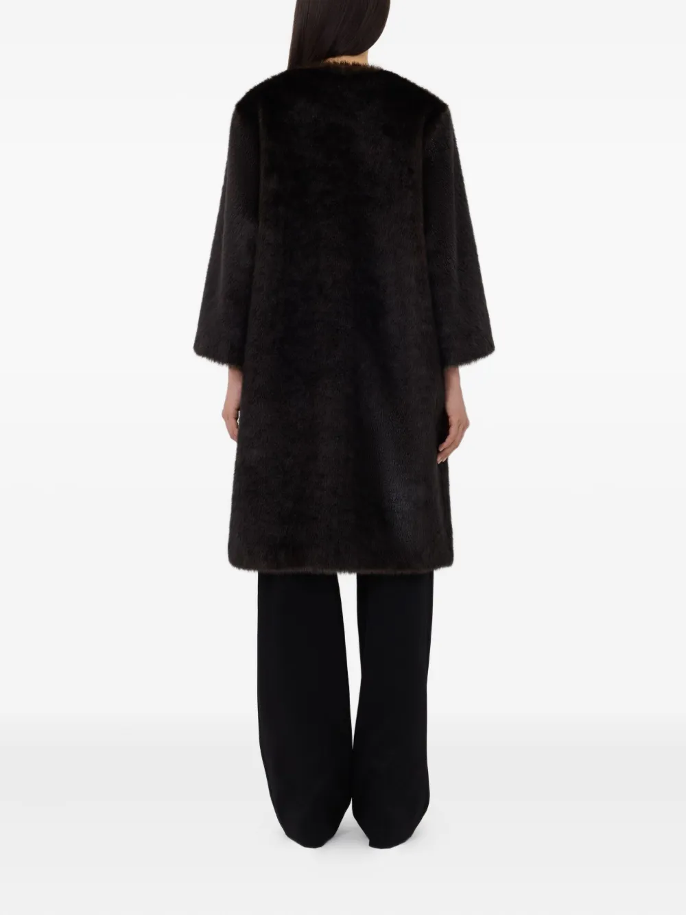 LouLou de Saison Jas van imitatiebont met cropped mouwen Bruin