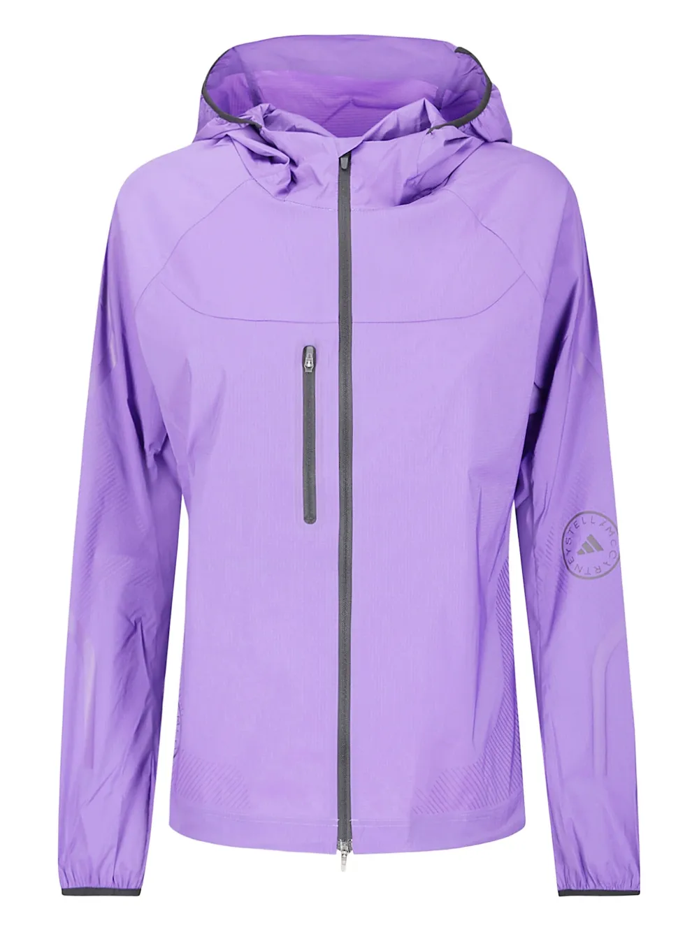 Adidas By Stella Mccartney Hooded Zip-front Running Jacket In Purple