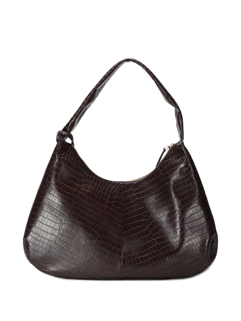 GANNI medium crocodile-embossed shoulder bag - Bruin
