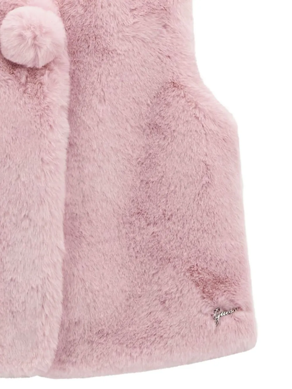 guess kids faux-fur pom-pom vest Roze