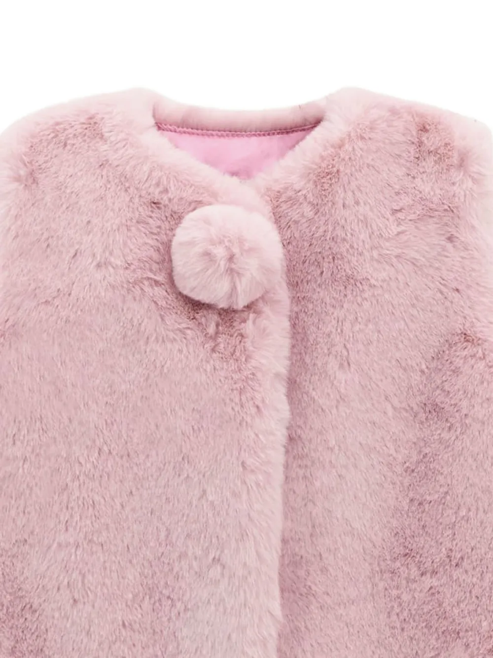 guess kids faux-fur pom-pom vest Roze