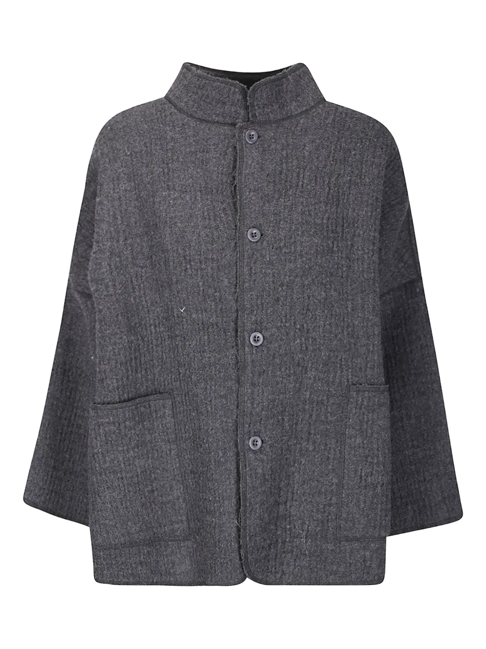 Labo Art Mandarin-collar Buttoned-up Jacket In Gray