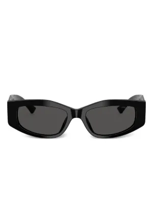 Miu Miu Eyewear geometric-frame logo-detail Sunglasses | Black Miu Miu Eyewear geometric-frame logo-detail Sunglasses | Black