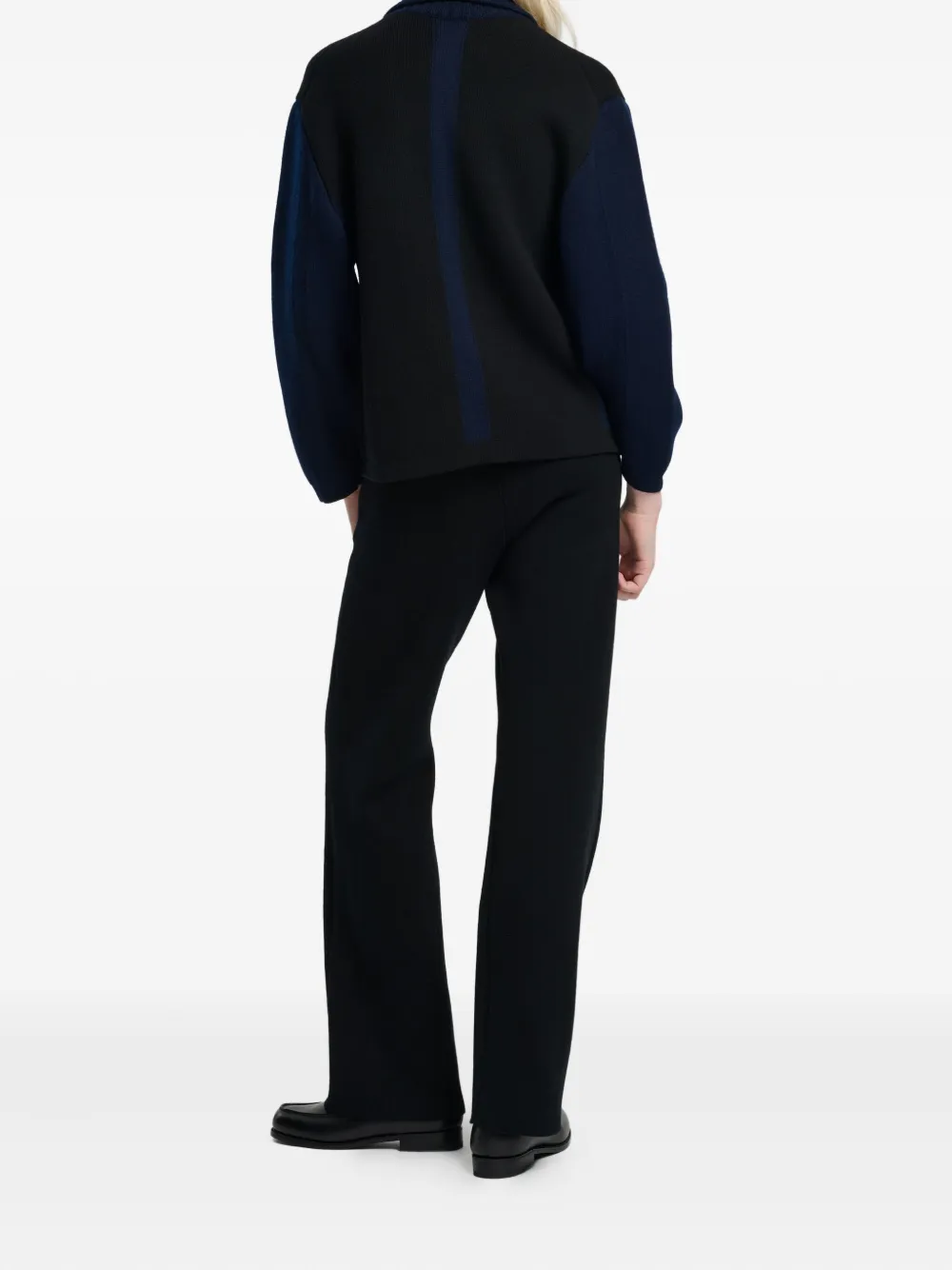 Barrie Colour-block Button Cardigan In Black