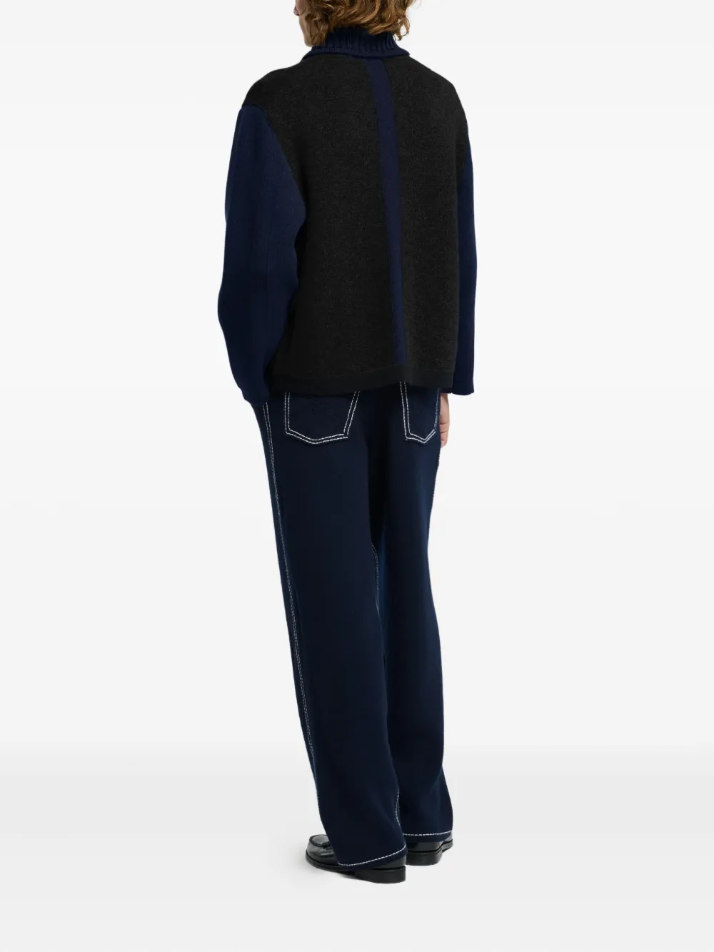 Barrie Colour-block Button Cardigan In Black