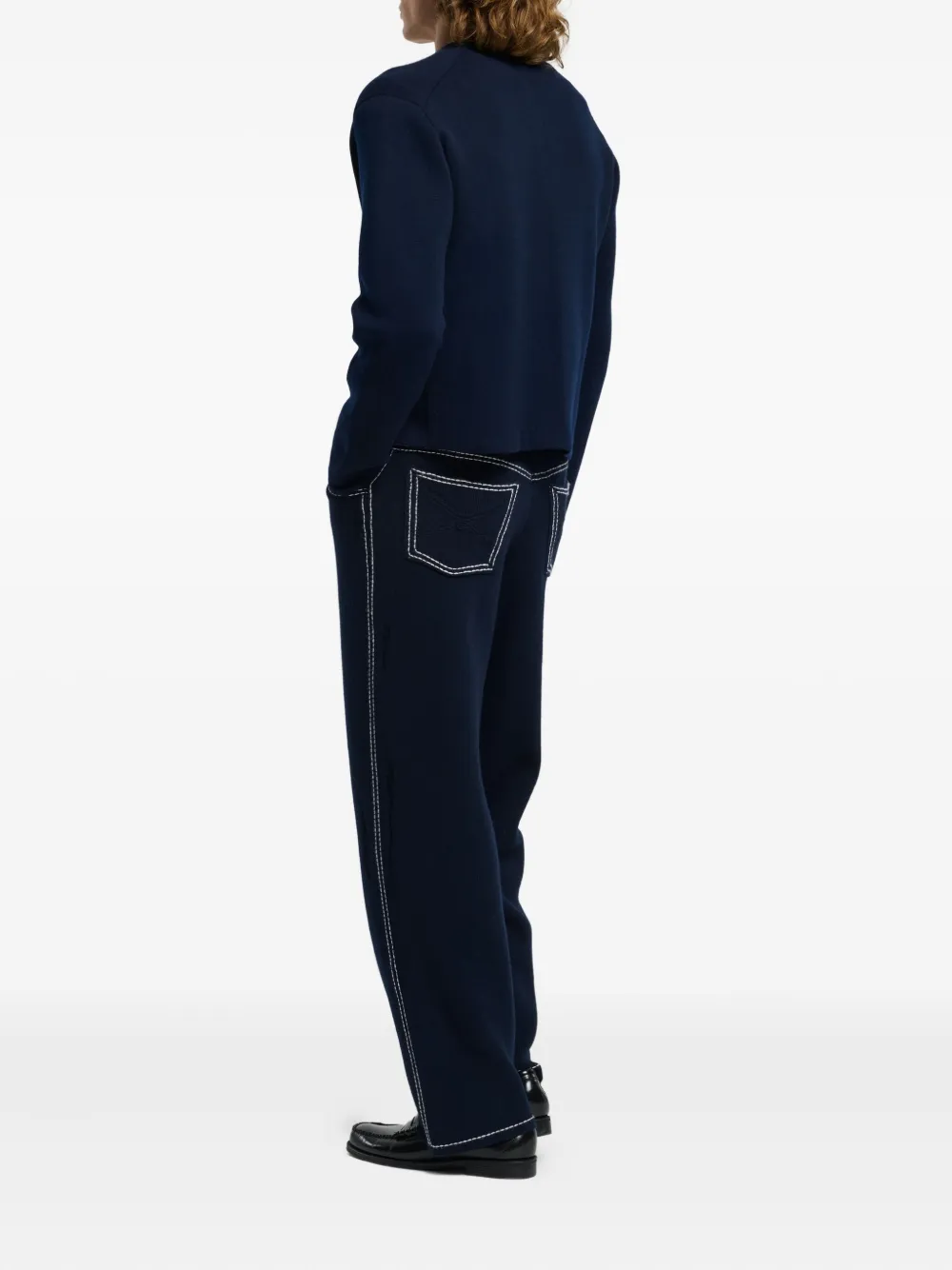 Barrie Vest met V-hals en knoop Blauw