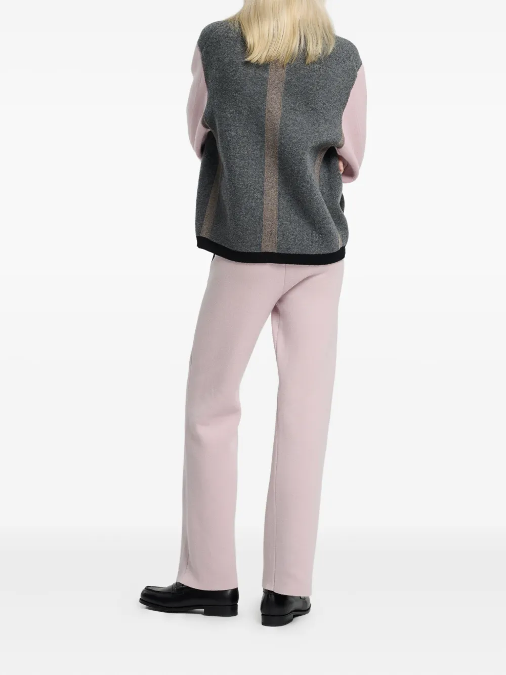 Barrie Colour-block Buttoned Cardigan In Gray