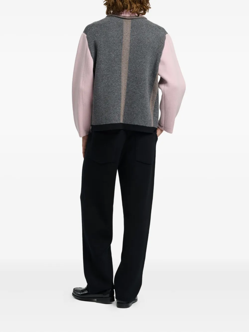 Barrie Colour-block Buttoned Cardigan In Gray