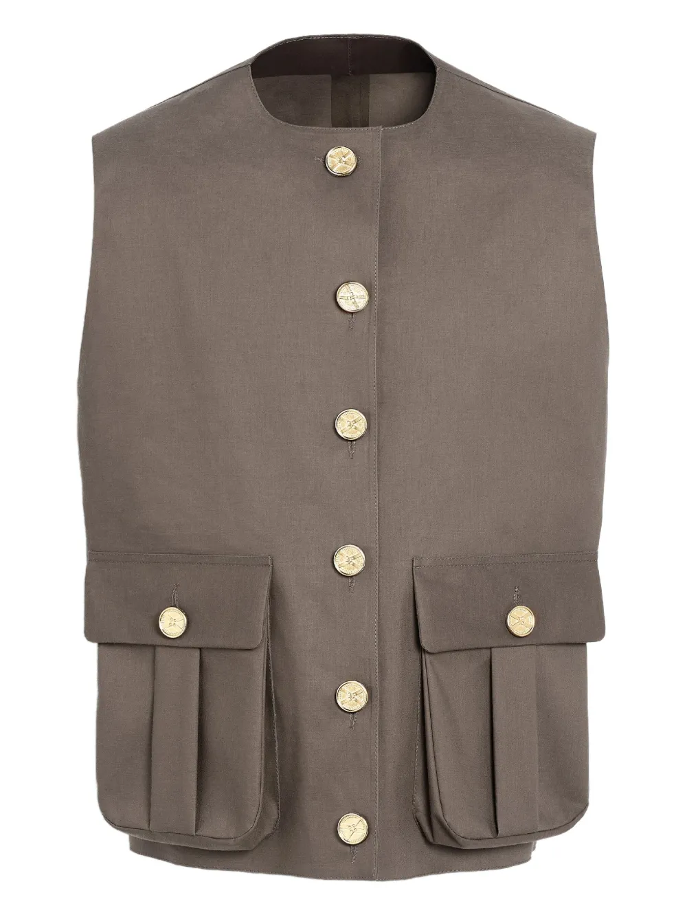 Barrie button-fastening sleeveless jacket | Brown | Image 1