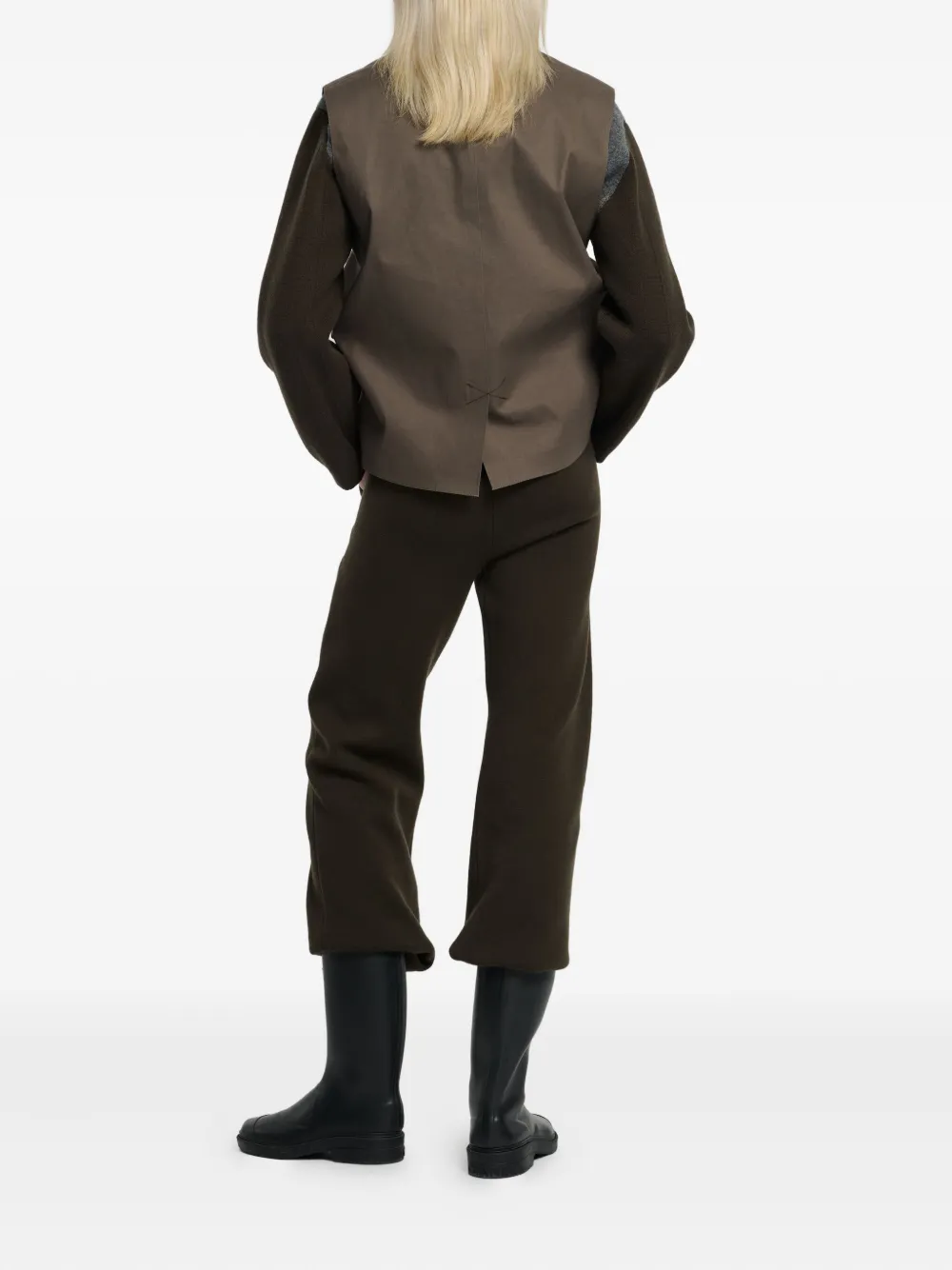 Barrie Button-fastening Sleeveless Jacket In Brown