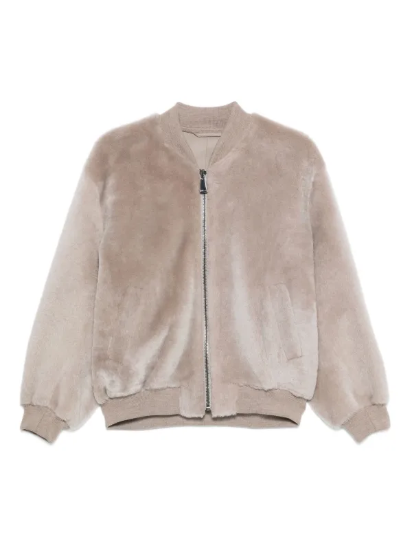 Simonetta Ravizza Bomber In Pelliccia Sintetica Toni Neutri