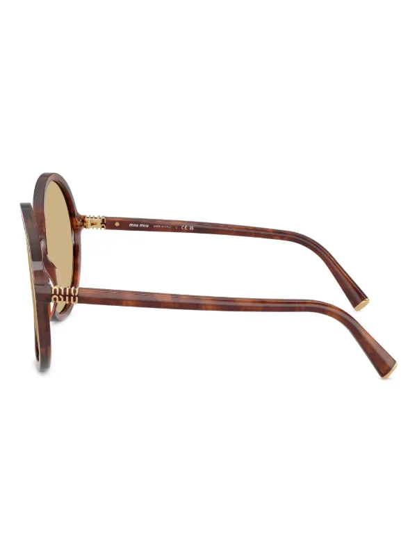 Miu Miu Eyewear ラウンドフレーム サングラス | ブラウン | FARFETCH JP