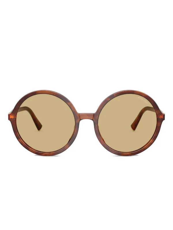 miu miu サングラス ラウンドフレーム ブラウン Miu Miu Eyewear ラウンドフレーム サングラス | ブラウン | FARFETCH JP