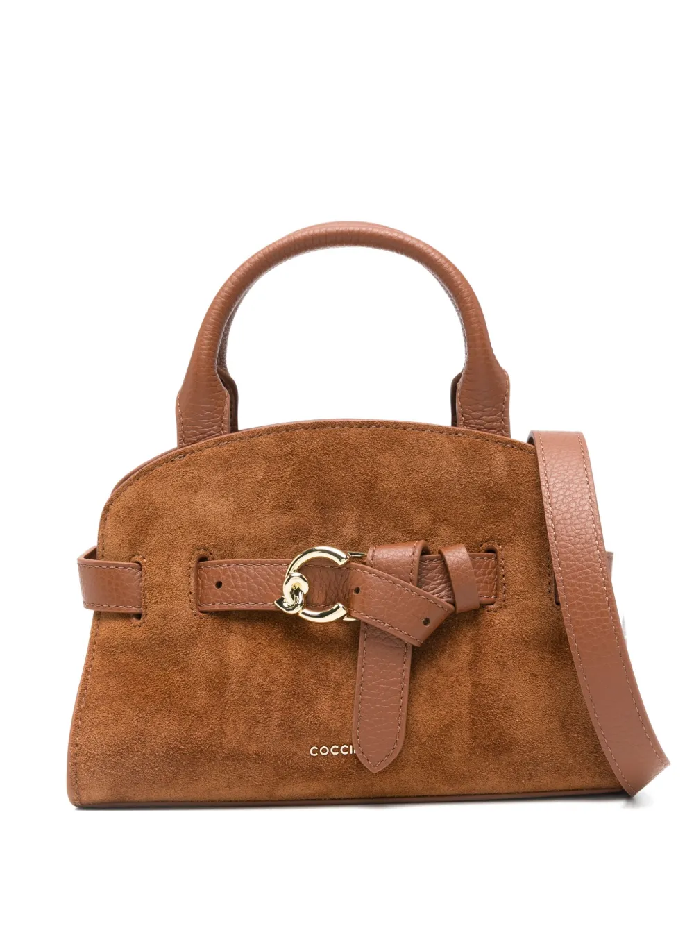 Coccinelle Suede Shoulder Bag In Brown