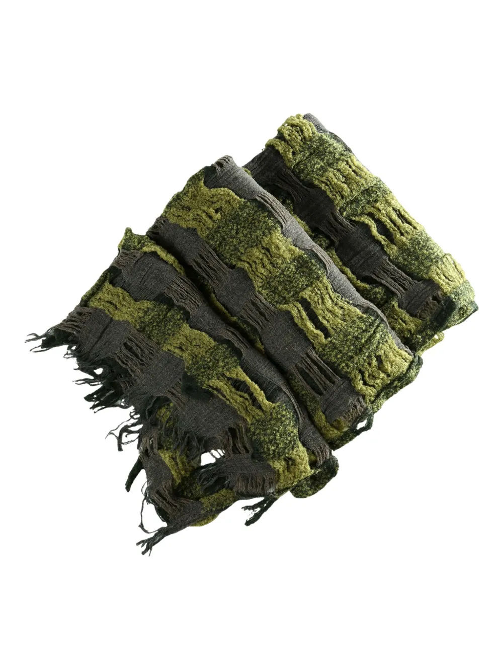Y's Plaid-pattern Bouclé Scarf In Green