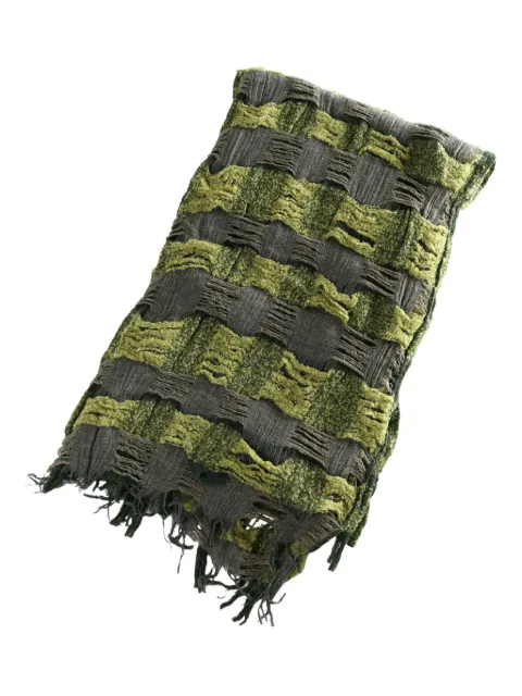 Y's plaid-pattern bouclé scarf