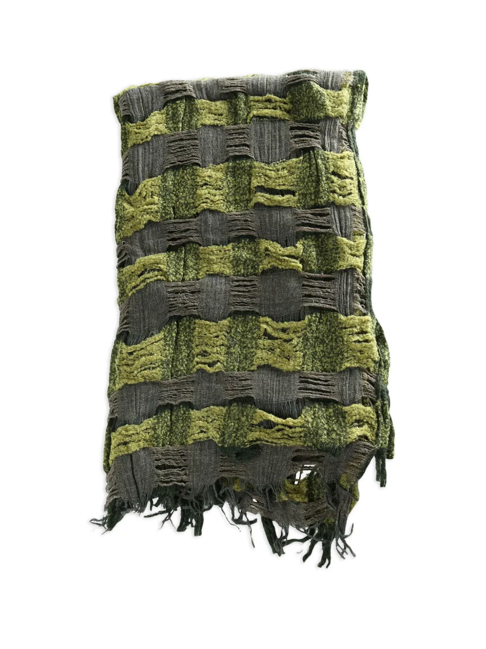 Y's plaid-pattern bouclé scarf | Green | Image 1