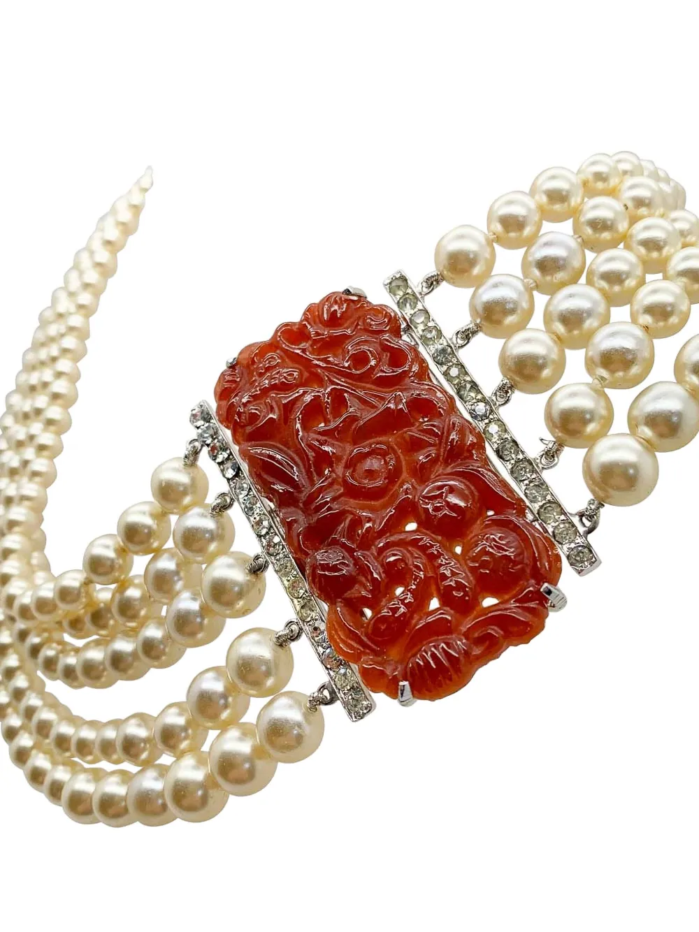 Pre-owned Jennifer Gibson Jewellery Eisenberg & Sons 1940s Pearls Necklace In Silver