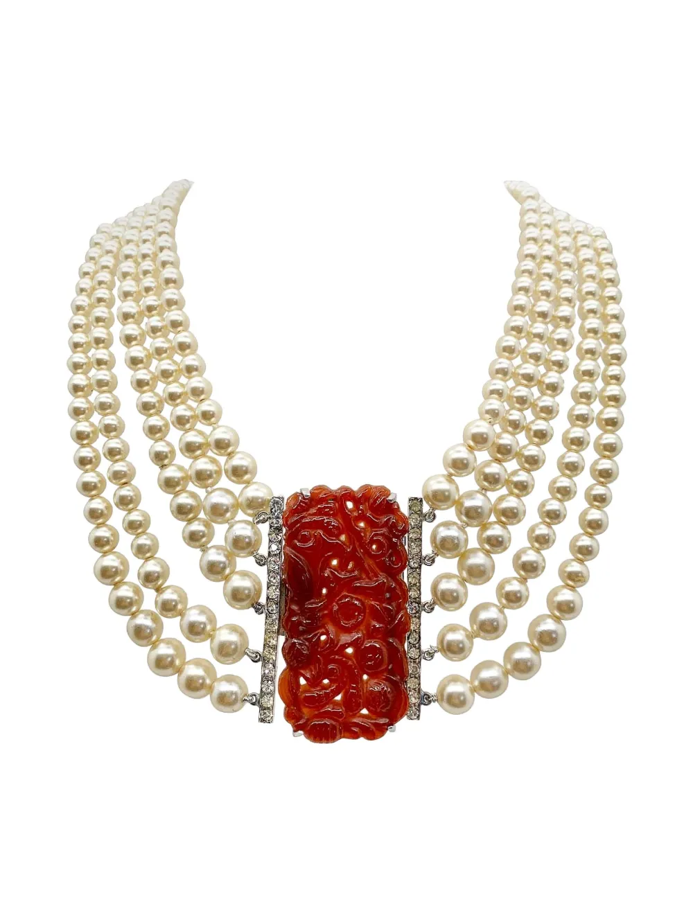 Pre-owned Jennifer Gibson Jewellery Eisenberg & Sons 1940s Pearls Necklace In Silver