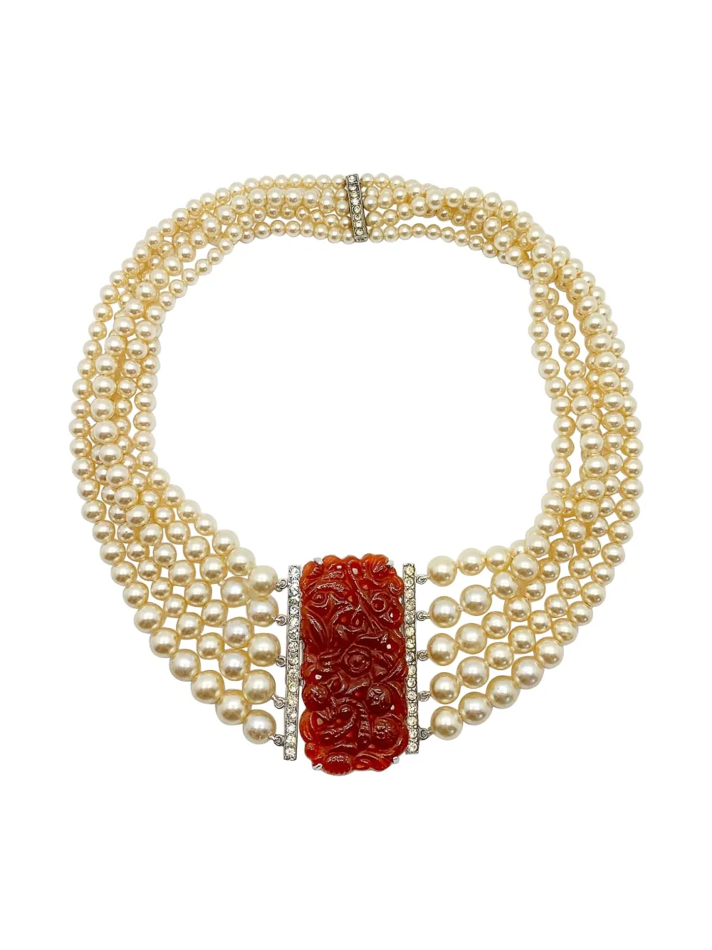 Pre-owned Jennifer Gibson Jewellery Eisenberg & Sons 1940s Pearls Necklace In Silver