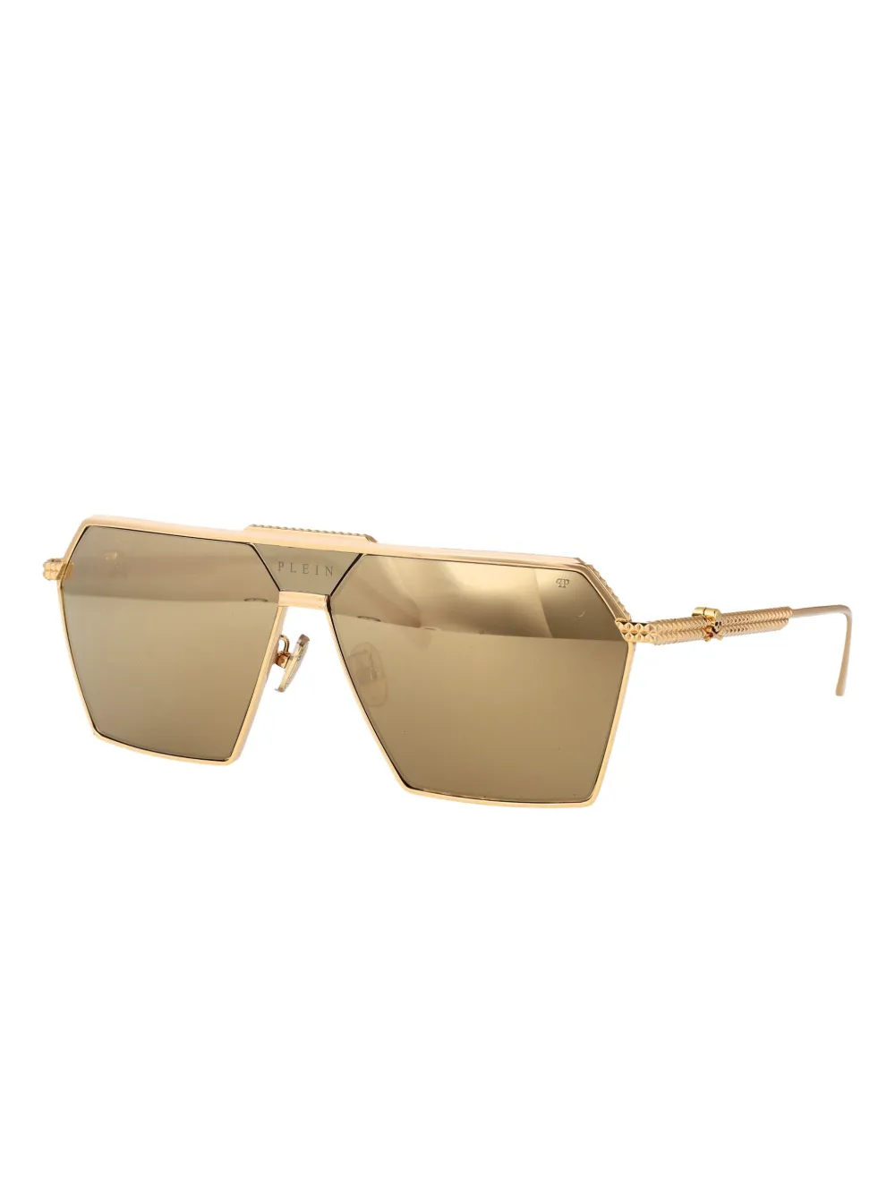 Philipp Plein Eyewear Zonnebril met geometrisch montuur Goud