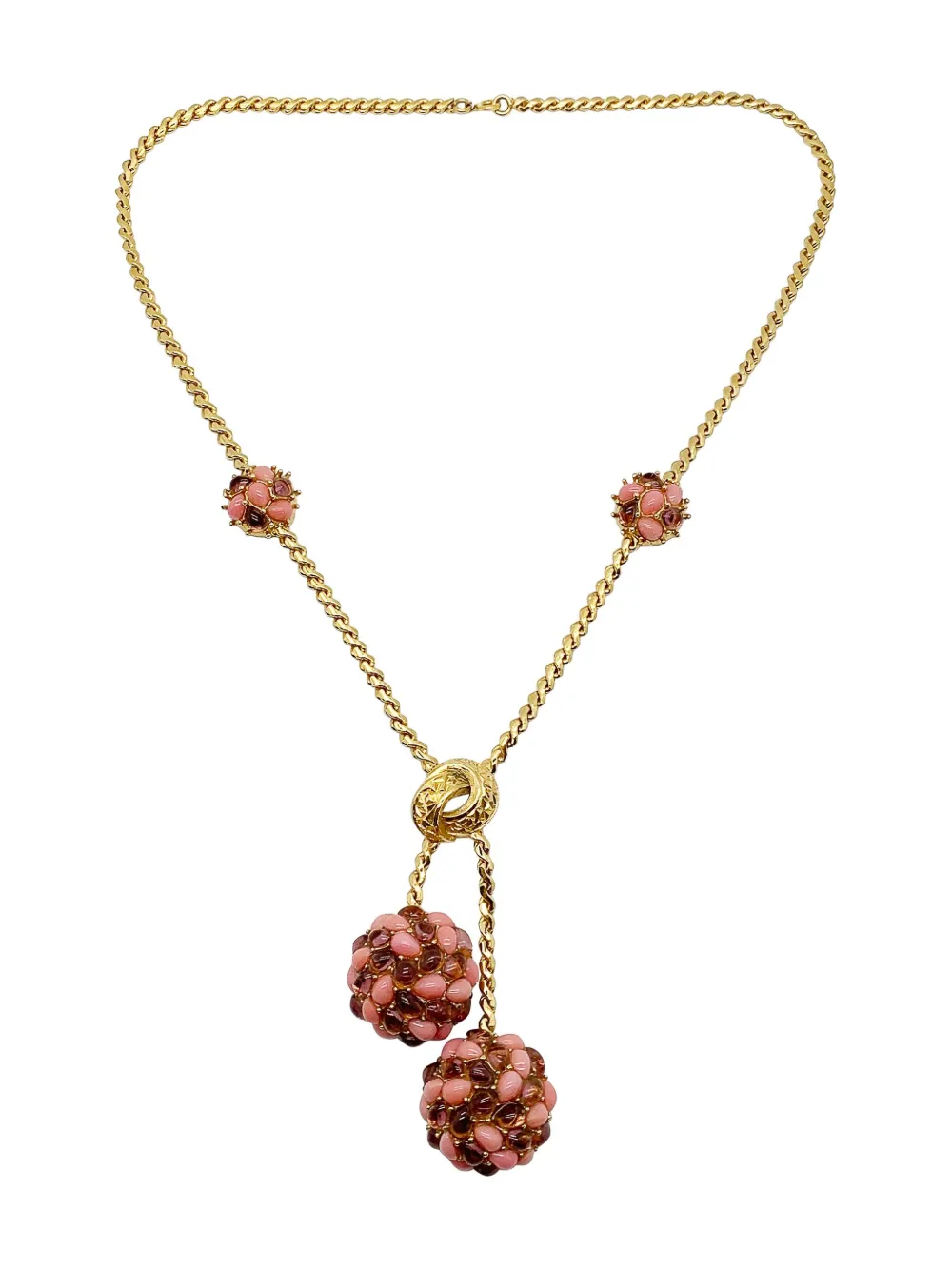 Carven Vintage 1960s cabochon sautoir necklace | Gold | Image 1