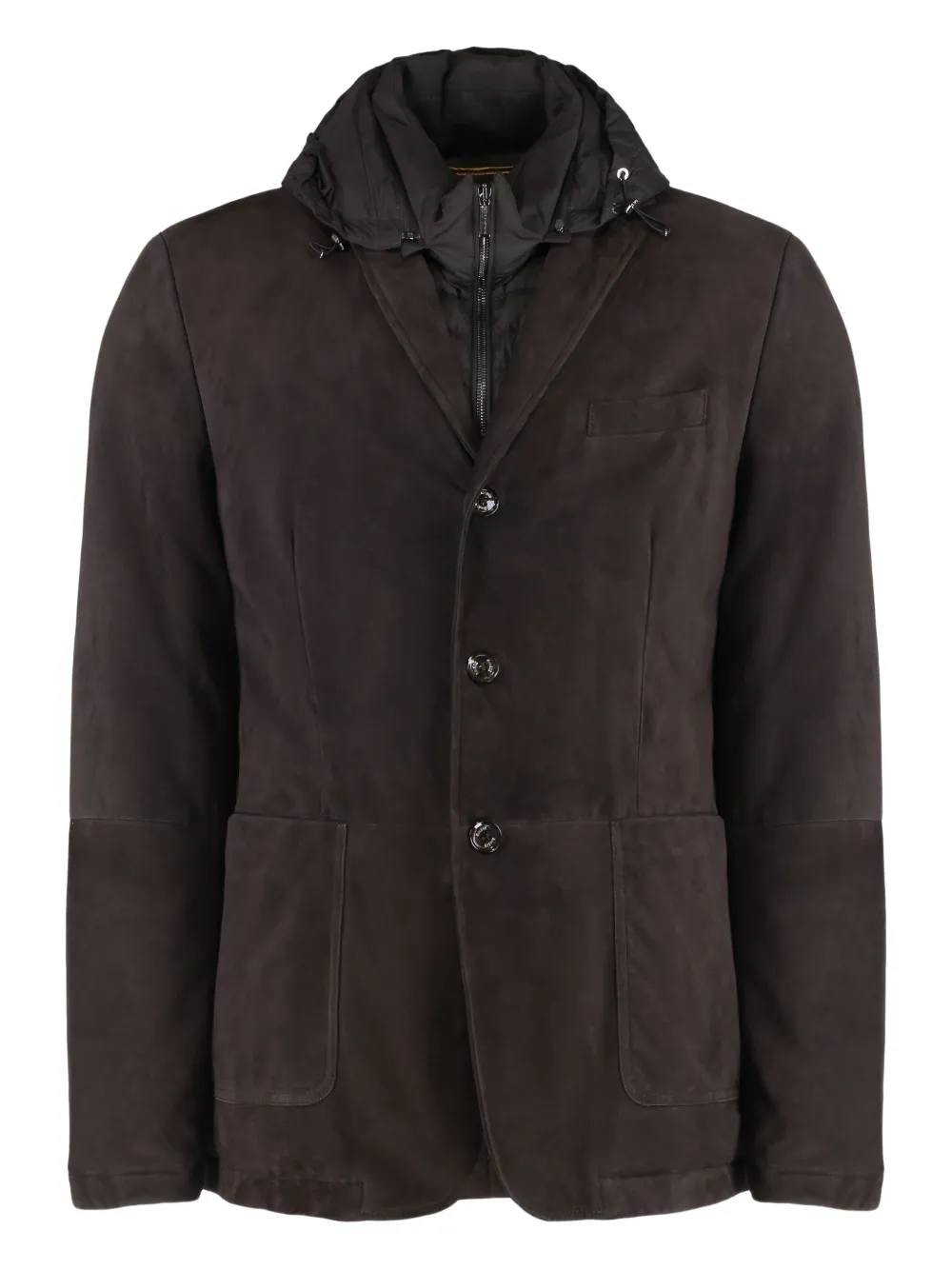Moorer removable-hood leather jacket - ブラウン Moorer removable-hood leather jacket - ブラウン
