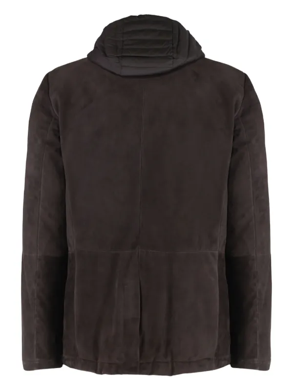 Moorer Lederjacke Mit Abnehmbarer Kapuze Braun FARFETCH AT