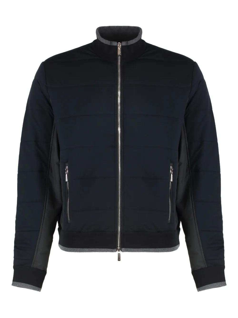 Moorer quilted panelled bomber jacket Zwart