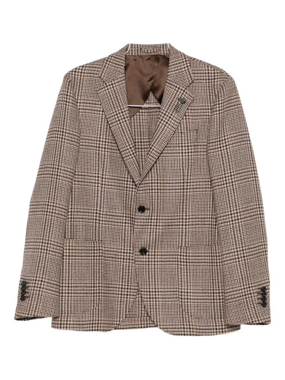 Lardini Checked Single-breasted Blazer In Neutral
