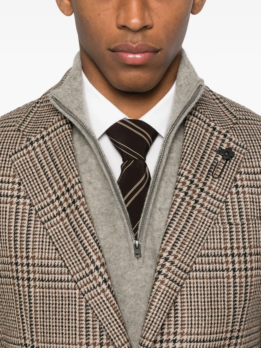 Lardini Checked Single-breasted Blazer In Neutral