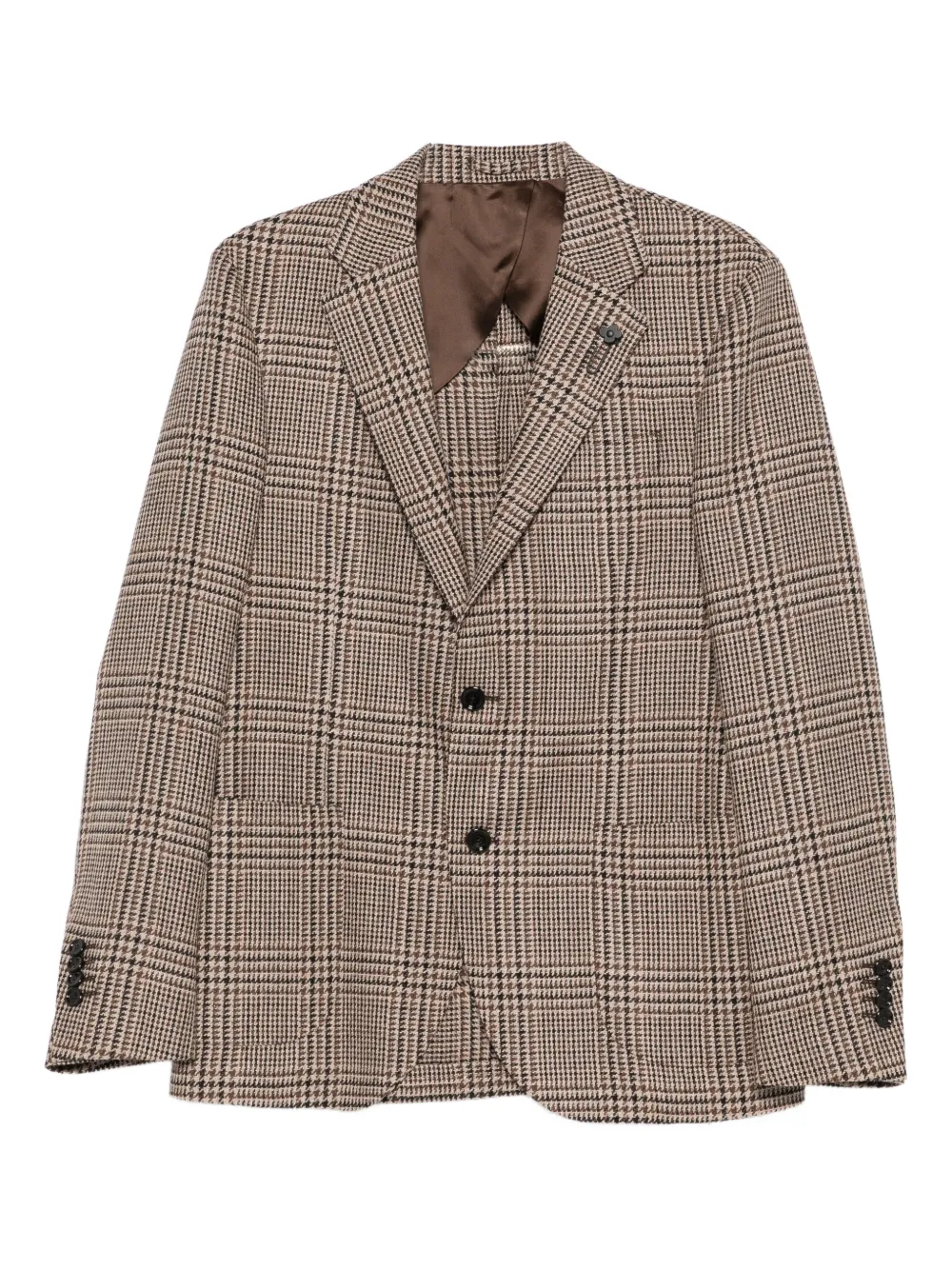 Lardini checked single-breasted blazer | Neutrals | Image 1
