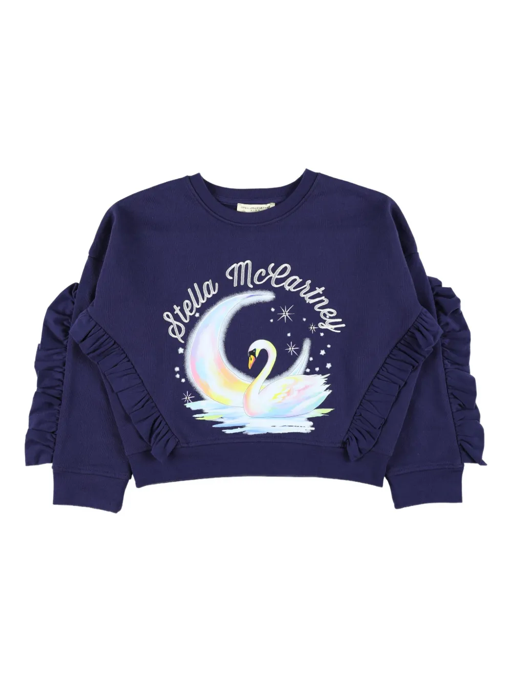 Stella Mccartney Kids' Ruffle-detail Graphic-print Sweatshirt In Blue