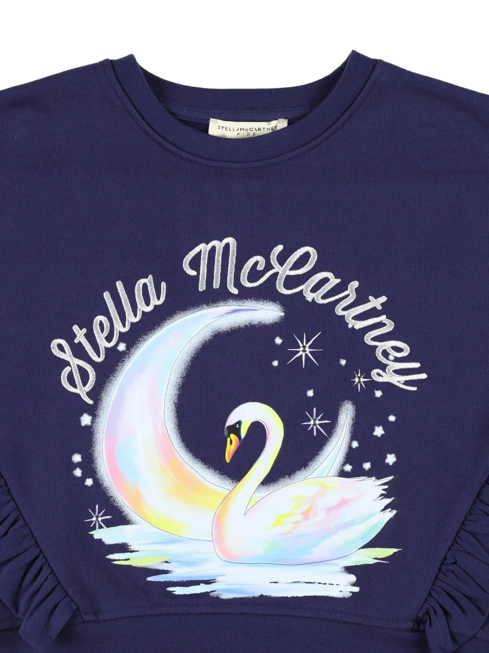 Stella McCartney Kids ruffle-detail graphic-print sweatshirt Blauw