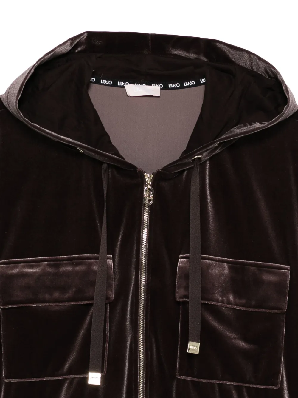 LIU JO Fluwelen hoodie met rits Bruin