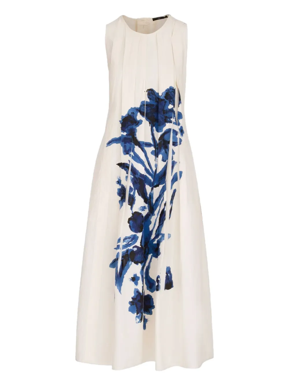 High Floral-print Pleated Dress In Multi