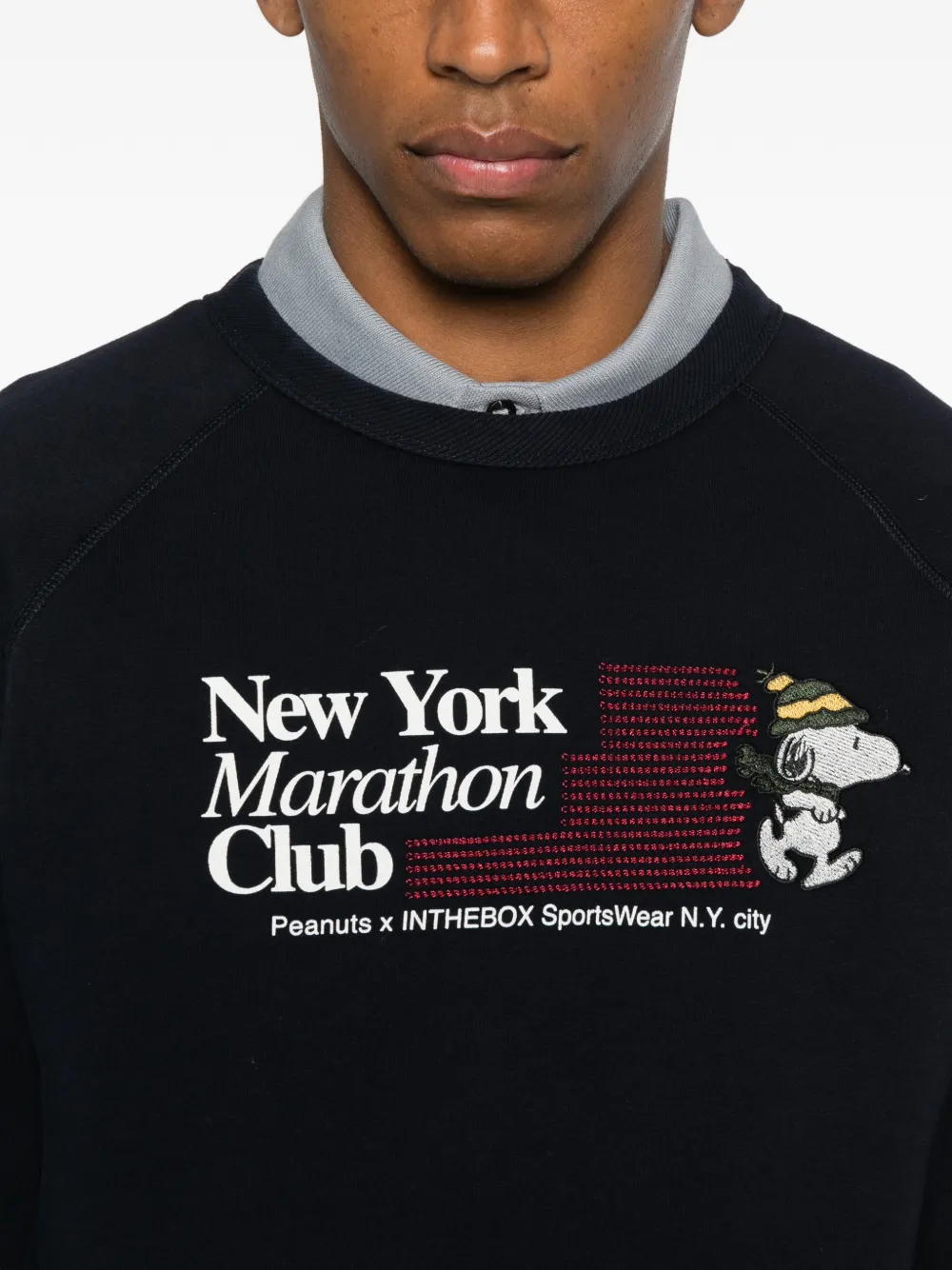 In The Box X Peanuts Snoppy-embroidered Sweatshirt In Blue